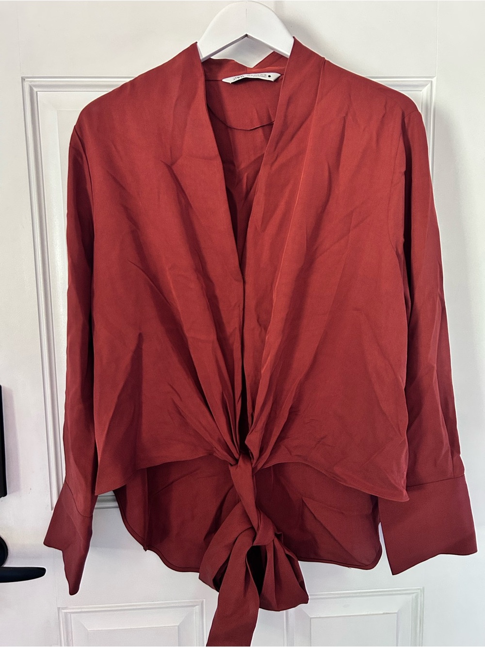 Zara Brick Tie-Front Blouse